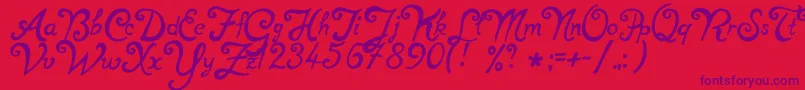 NotperfectRegular-Schriftart – Violette Schriften auf rotem Hintergrund