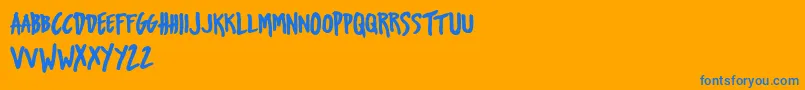 UrbanOilTypefacepersonalUse-Schriftart – Blaue Schriften auf orangefarbenem Hintergrund