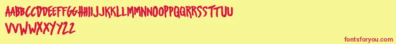 Шрифт UrbanOilTypefacepersonalUse – красные шрифты на жёлтом фоне