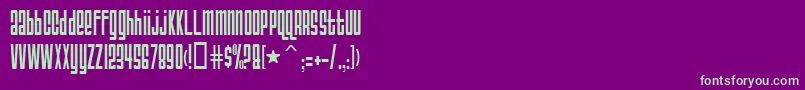 Triacseventyone-Schriftart – Grüne Schriften auf violettem Hintergrund