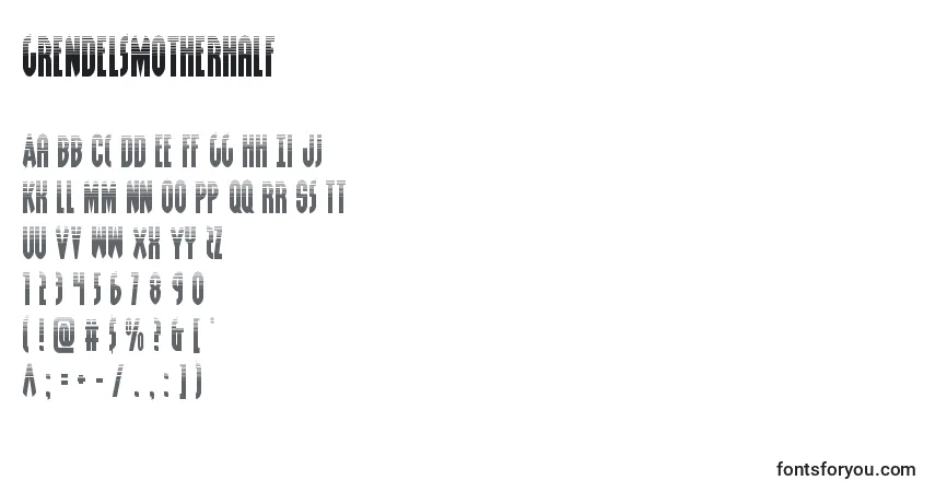 Шрифт Grendelsmotherhalf – алфавит, цифры, специальные символы