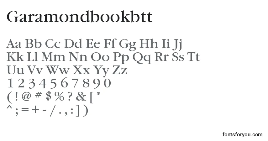 A fonte Garamondbookbtt – alfabeto, números, caracteres especiais