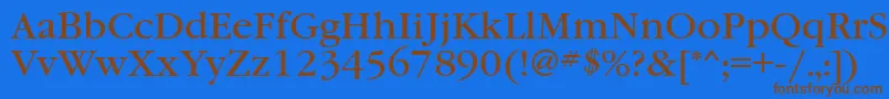 フォントGaramondbookbtt – 茶色の文字が青い背景にあります。