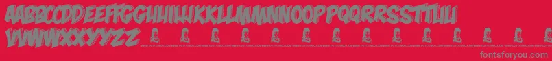 Fonte MonaShark – fontes cinzas em um fundo vermelho