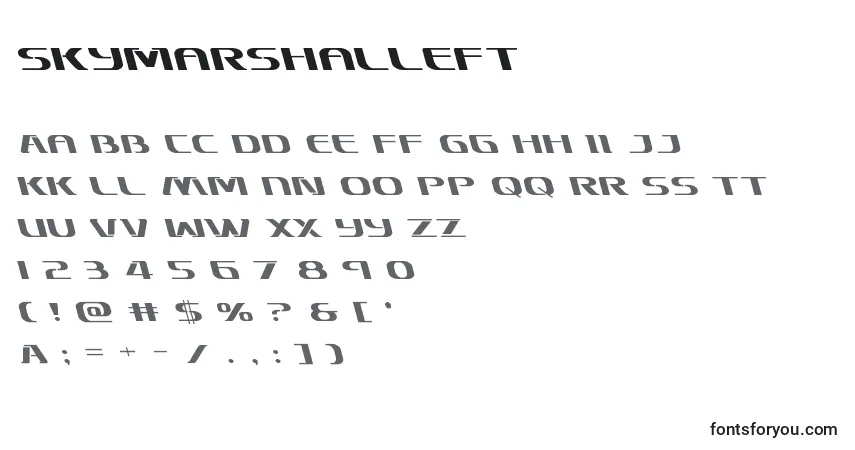 A fonte Skymarshalleft – alfabeto, números, caracteres especiais