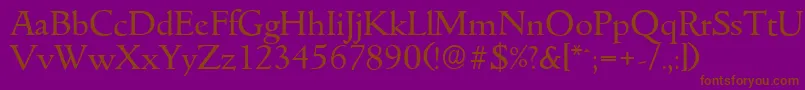 GouditaserialRegular-Schriftart – Braune Schriften auf violettem Hintergrund