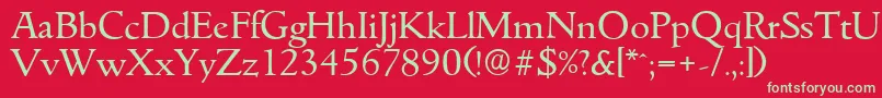 フォントGouditaserialRegular – 赤い背景に緑の文字