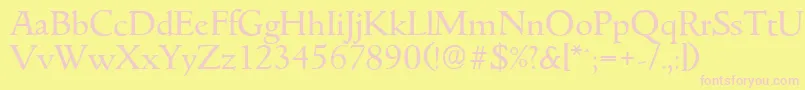 GouditaserialRegular-fontti – vaaleanpunaiset fontit keltaisella taustalla