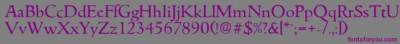 フォントGouditaserialRegular – 紫色のフォント、灰色の背景