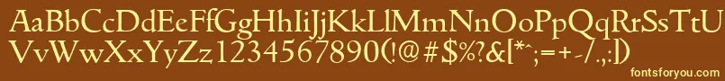 GouditaserialRegular-fontti – keltaiset fontit ruskealla taustalla