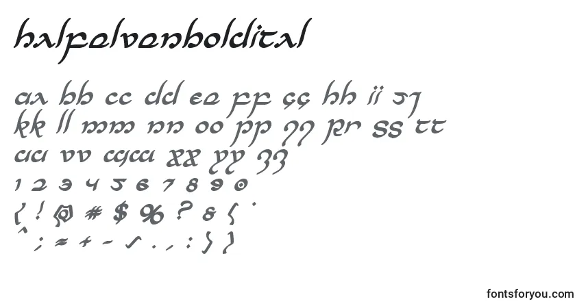 Halfelvenboldital Font – alphabet, numbers, special characters