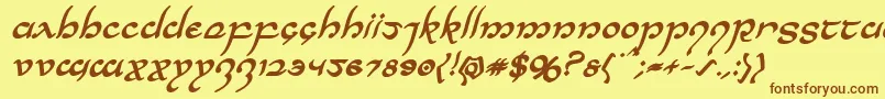 Halfelvenboldital Font – Brown Fonts on Yellow Background