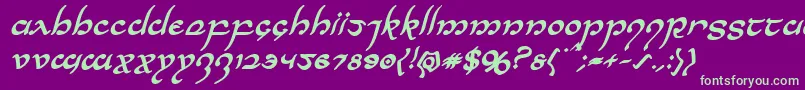 Halfelvenboldital Font – Green Fonts on Purple Background