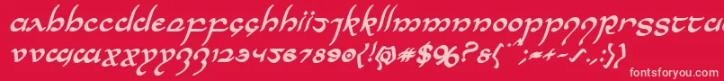 Halfelvenboldital Font – Pink Fonts on Red Background