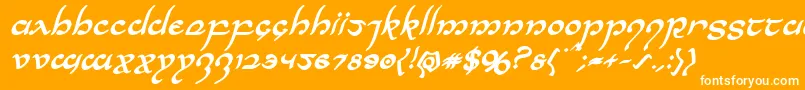 Halfelvenboldital-Schriftart – Weiße Schriften auf orangefarbenem Hintergrund