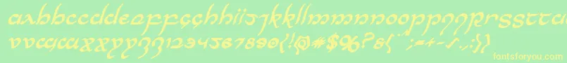 Halfelvenboldital Font – Yellow Fonts on Green Background