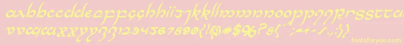 Halfelvenboldital Font – Yellow Fonts on Pink Background