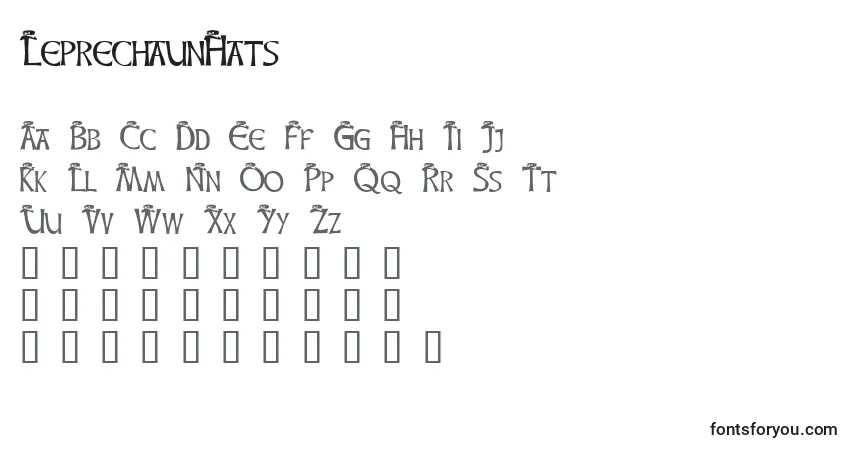 A fonte LeprechaunHats – alfabeto, números, caracteres especiais