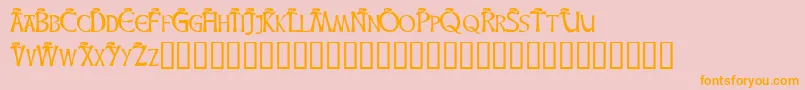 フォントLeprechaunHats – オレンジの文字がピンクの背景にあります。