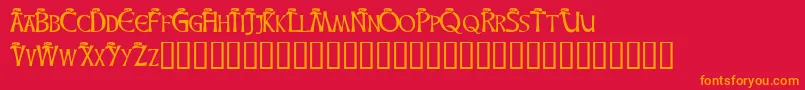 フォントLeprechaunHats – 赤い背景にオレンジの文字