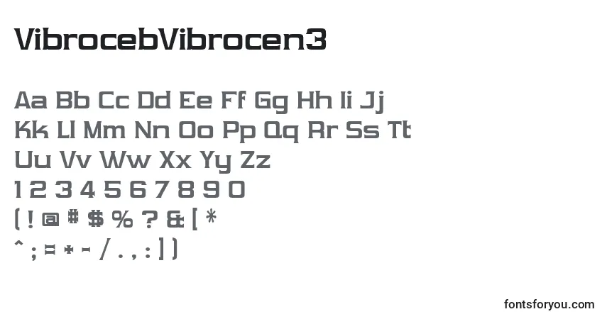 Czcionka VibrocebVibrocen3 – alfabet, cyfry, specjalne znaki