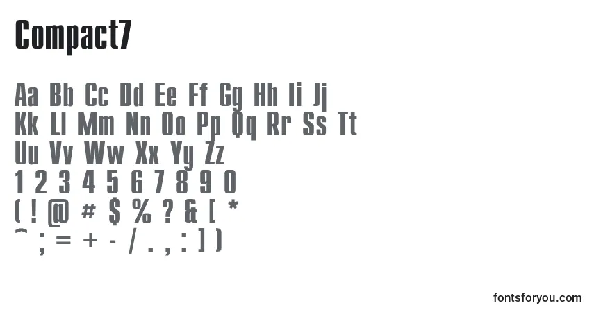 Czcionka Compact7 – alfabet, cyfry, specjalne znaki