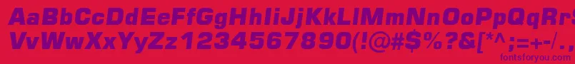 フォントSquare721BlkItalic – 赤い背景に紫のフォント