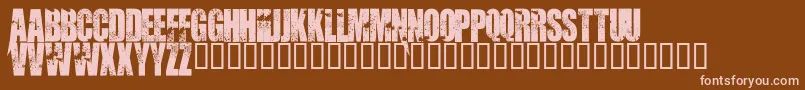 Weitere Informationen zur Abandon-Schriftart Abandon-Schriftart – Rosa Schriften auf braunem Hintergrund