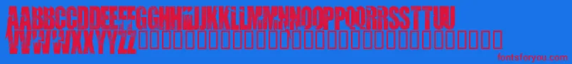 Abandon-Schriftart – Rote Schriften auf blauem Hintergrund