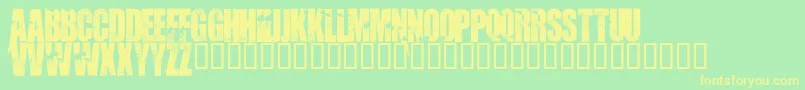 フォントAbandon – 黄色の文字が緑の背景にあります