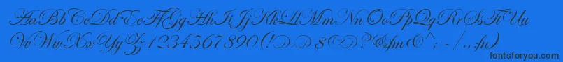 フォントEseninScriptTwo – 黒い文字の青い背景