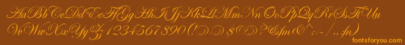 EseninScriptTwo-Schriftart – Orangefarbene Schriften auf braunem Hintergrund