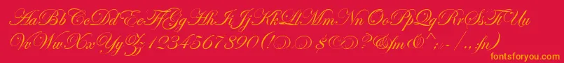 EseninScriptTwo-Schriftart – Orangefarbene Schriften auf rotem Hintergrund