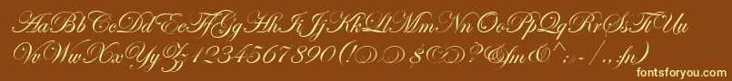 EseninScriptTwo-fontti – keltaiset fontit ruskealla taustalla