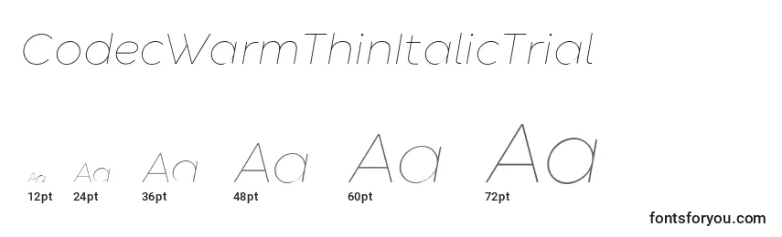 CodecWarmThinItalicTrial Font Sizes