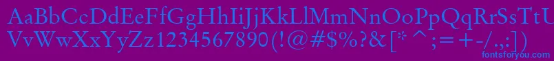 OriginalGaramondBt Font – Blue Fonts on Purple Background