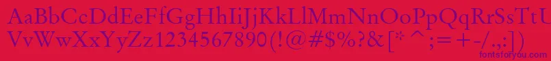 OriginalGaramondBt Font – Purple Fonts on Red Background