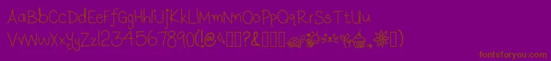 Шрифт LunasHandwritingV1.1 – коричневые шрифты на фиолетовом фоне