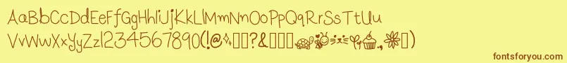 LunasHandwritingV1.1 Font – Brown Fonts on Yellow Background