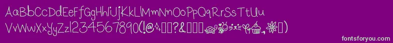 LunasHandwritingV1.1 Font – Green Fonts on Purple Background