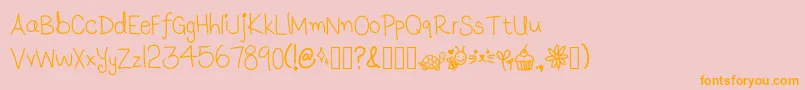 LunasHandwritingV1.1 Font – Orange Fonts on Pink Background