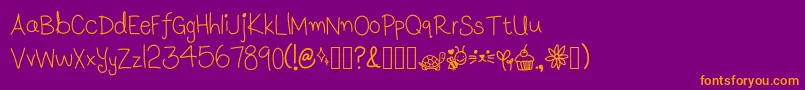 LunasHandwritingV1.1 Font – Orange Fonts on Purple Background