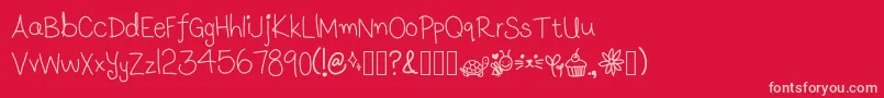 LunasHandwritingV1.1 Font – Pink Fonts on Red Background