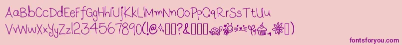 LunasHandwritingV1.1 Font – Purple Fonts on Pink Background