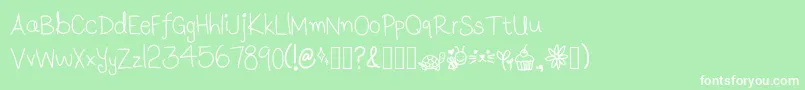 LunasHandwritingV1.1 Font – White Fonts on Green Background