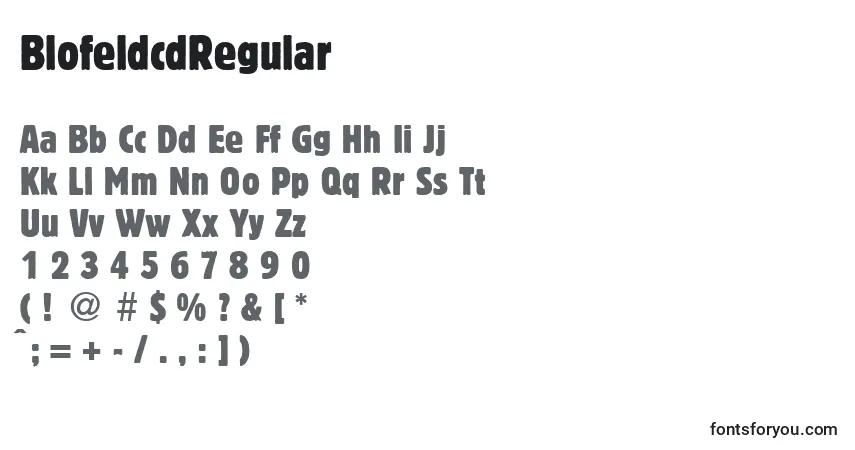Czcionka BlofeldcdRegular – alfabet, cyfry, specjalne znaki