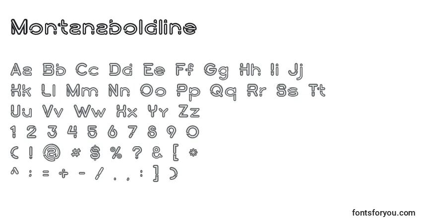 Czcionka Montanaboldline – alfabet, cyfry, specjalne znaki