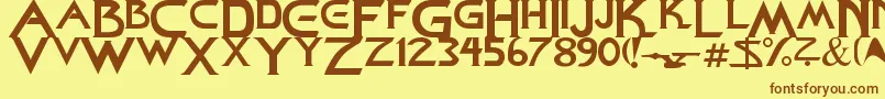 Weitere Informationen zur StarDown-Schriftart StarDown-Schriftart – Braune Schriften auf gelbem Hintergrund