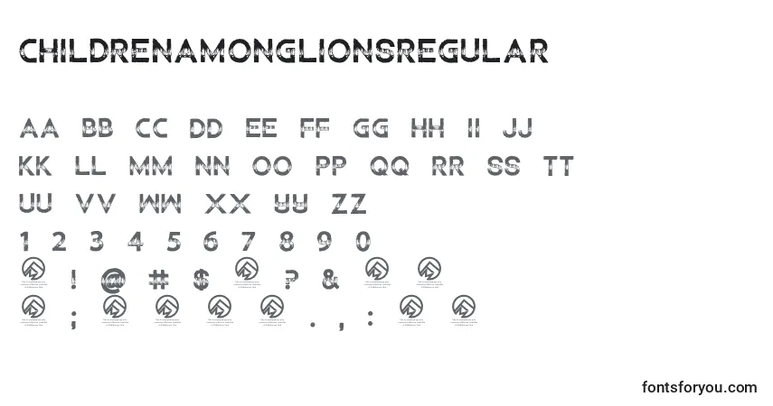 Schriftart ChildrenamonglionsRegular (90005) – Alphabet, Zahlen, spezielle Symbole