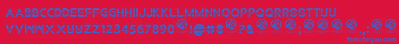 ChildrenamonglionsRegular-Schriftart – Blaue Schriften auf rotem Hintergrund
